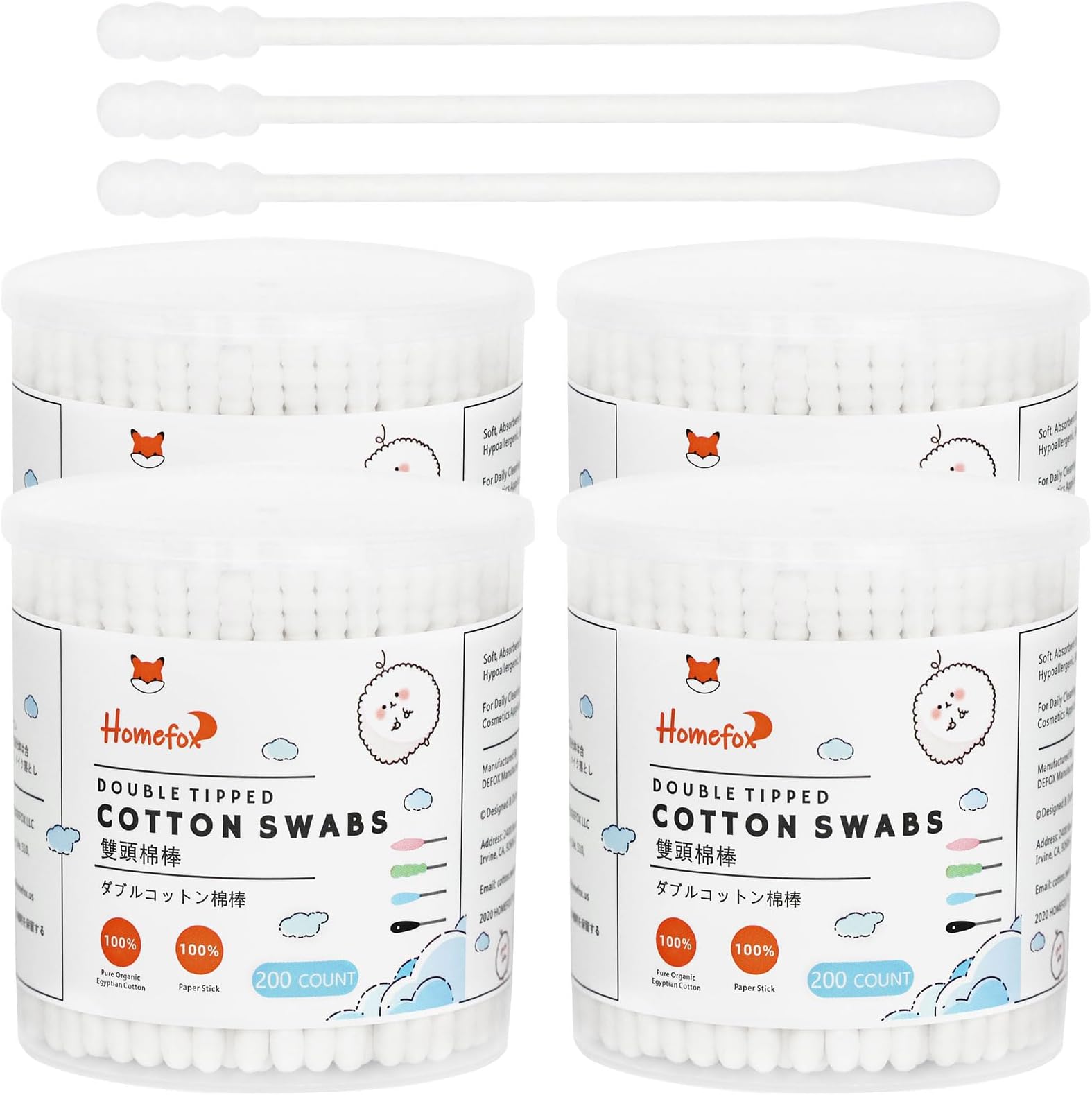 Cotton Swabs Spiral - 800 Count Organic Cotton Buds Double Side Tightly Wrapped Cotton Tips Paper Stick Soft Gentle Lint-Free Cruelty-Free, Round & Spiral (White)