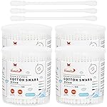 HOMEFOX Cotton Swabs Spiral - 800 Count Organic Cotton Buds Double Side Tightly Wrapped Cotton Tips Paper Stick Soft Gentle Lint-Free Cruelty-Free, Round & Spiral (White)