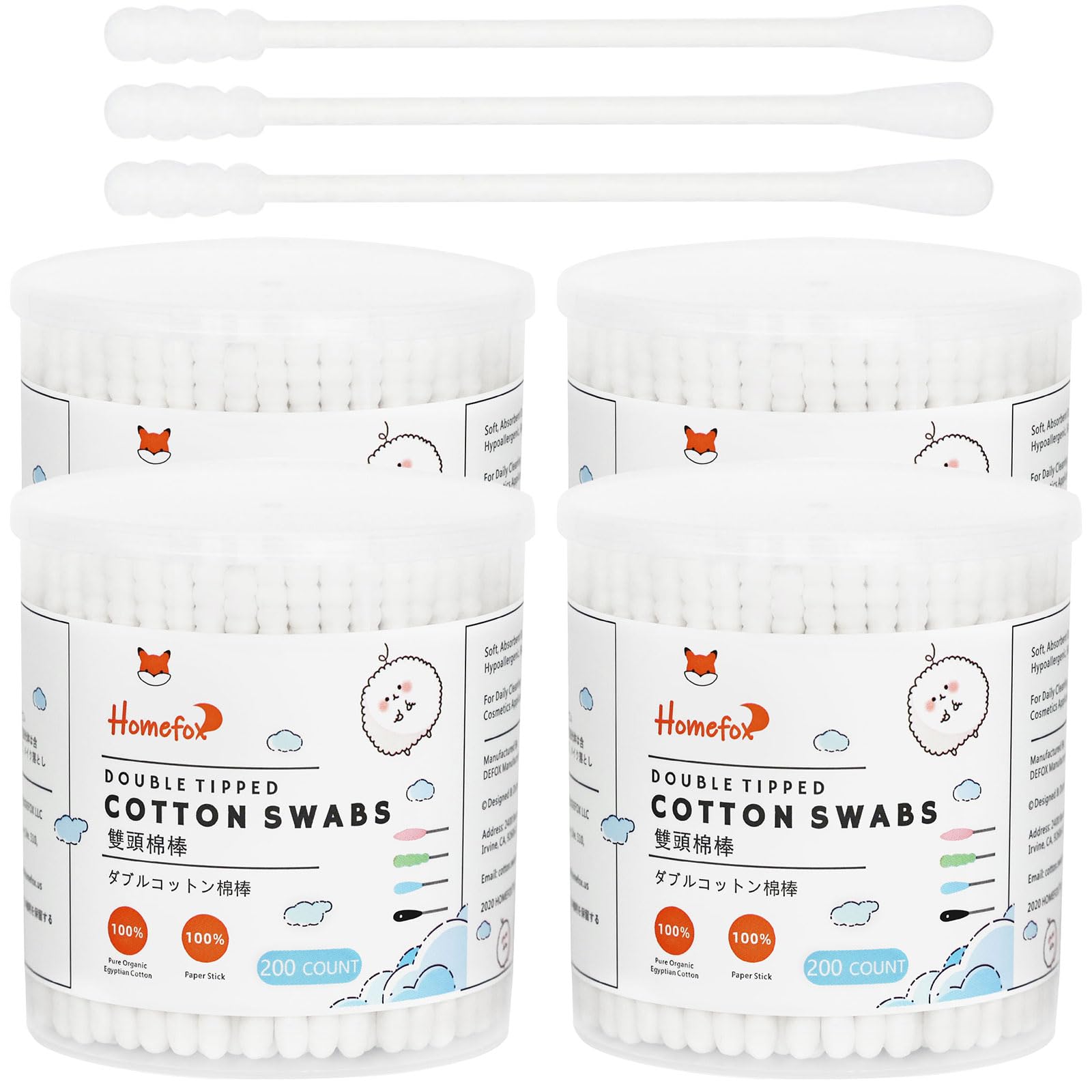 Cotton Swabs Spiral - 800 Count Organic Cotton Buds Double Side Tightly Wrapped Cotton Tips Paper Stick Soft Gentle Lint-Free Cruelty-Free, Round & Spiral (White)