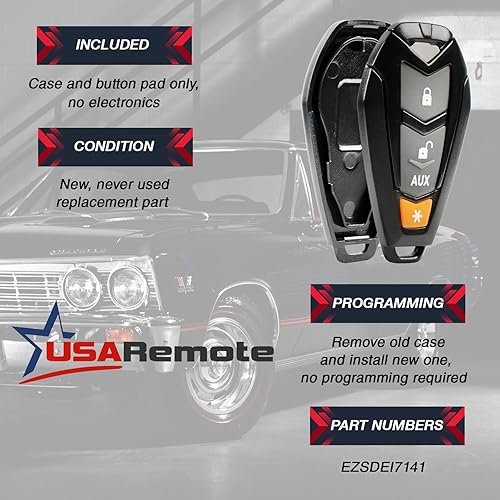 Miniatura 4 de Carcasa para llavero compatible con Viper Hornet DEI Python Clifford Aftermarket Alarm Keyless Entry Remote (EZSDEI7141)