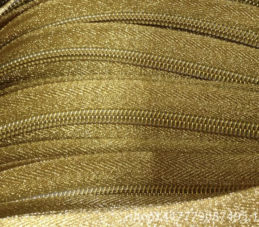 Roll 25 Meter Sparkly Zipper Continuous 5#, Golden Zipper, with 25 Sliders Metal Sewing Sliders, for Craft Bags, Tent, (999, 25m) - Image 2
