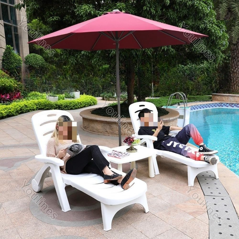 折りたたみ式 ビーチチェア 白2脚セット ハイバック