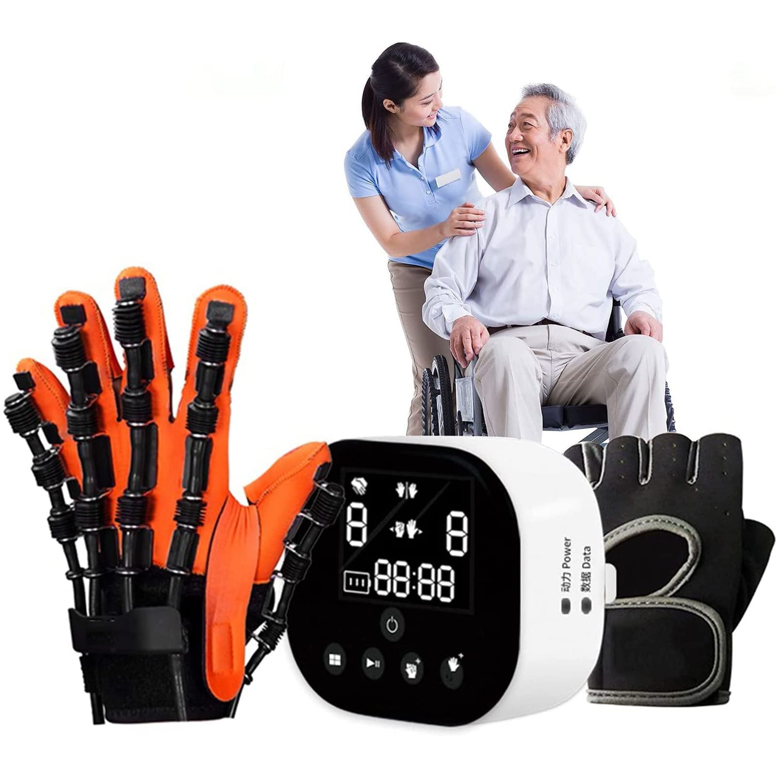 Guantes De Robot De Rehabilitación De Manos, Dispositivo De Entrenamiento De Dedos con Pantalla Táctil, Ejercicio De Extensión De Dedos para Pacientes con Hemiplejía por Accidente Cerebrovascular