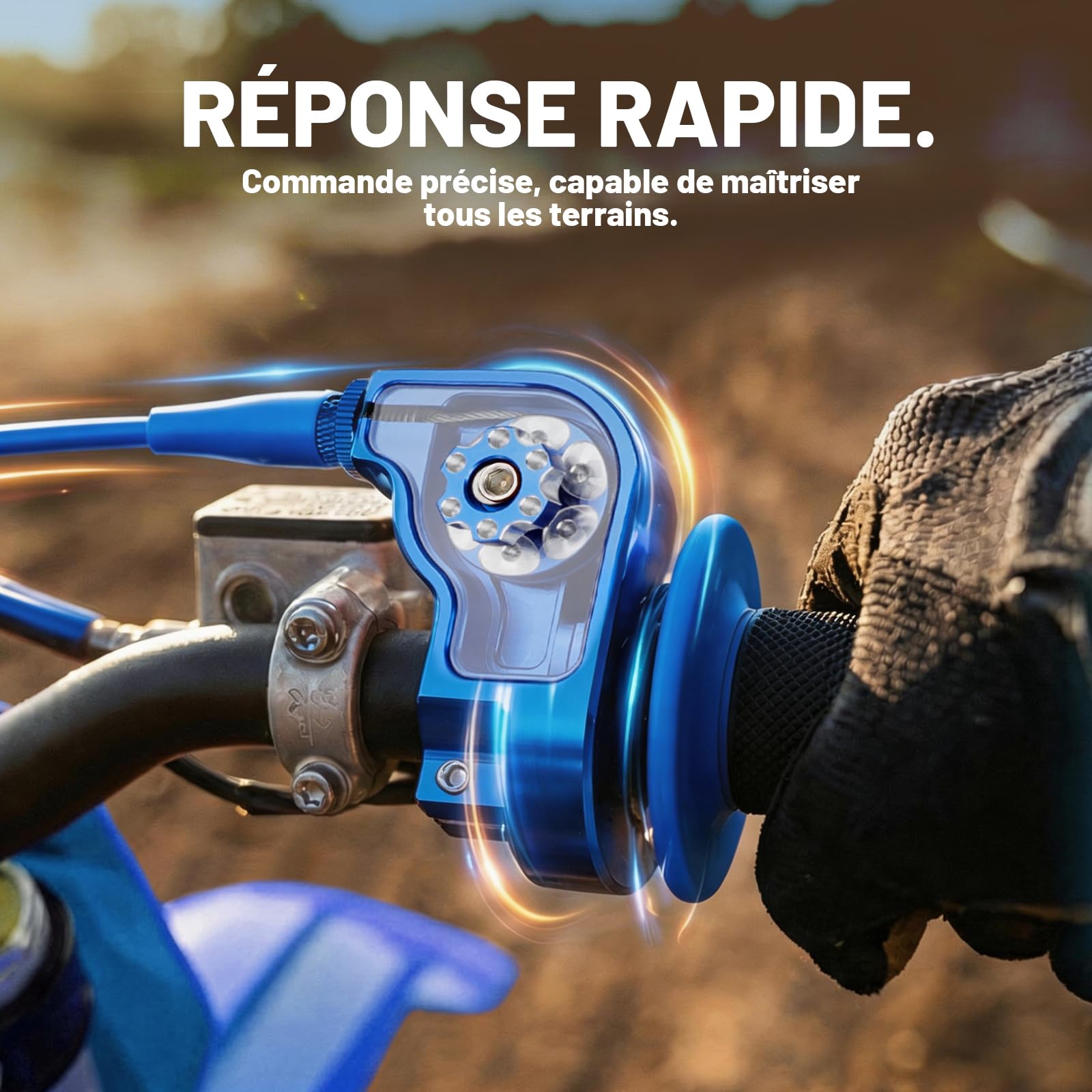 Tirage Rapide Ensemble d'accélérateur pour Moto - Poignées de 22 mm Câble d'accélérateur à tirage rapidepour Yamaha YZ YZF PW WR TTR 50-250cc Dirt Pit Bike Scooter Bleu
