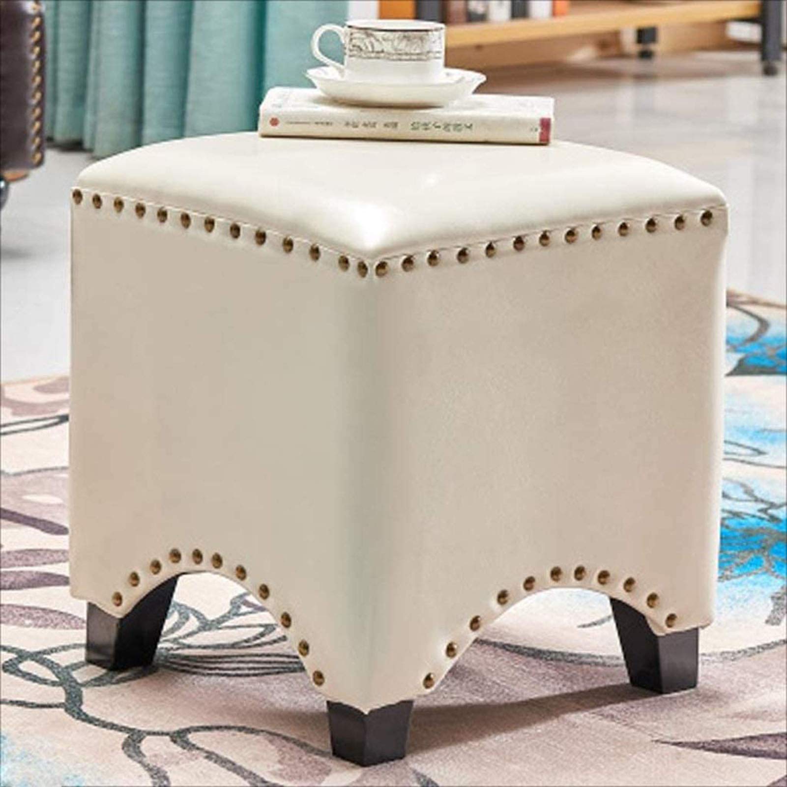 Repose-pieds en cuir PU compact, tabouret rembourré idéal pour soulager les jambes lourdes