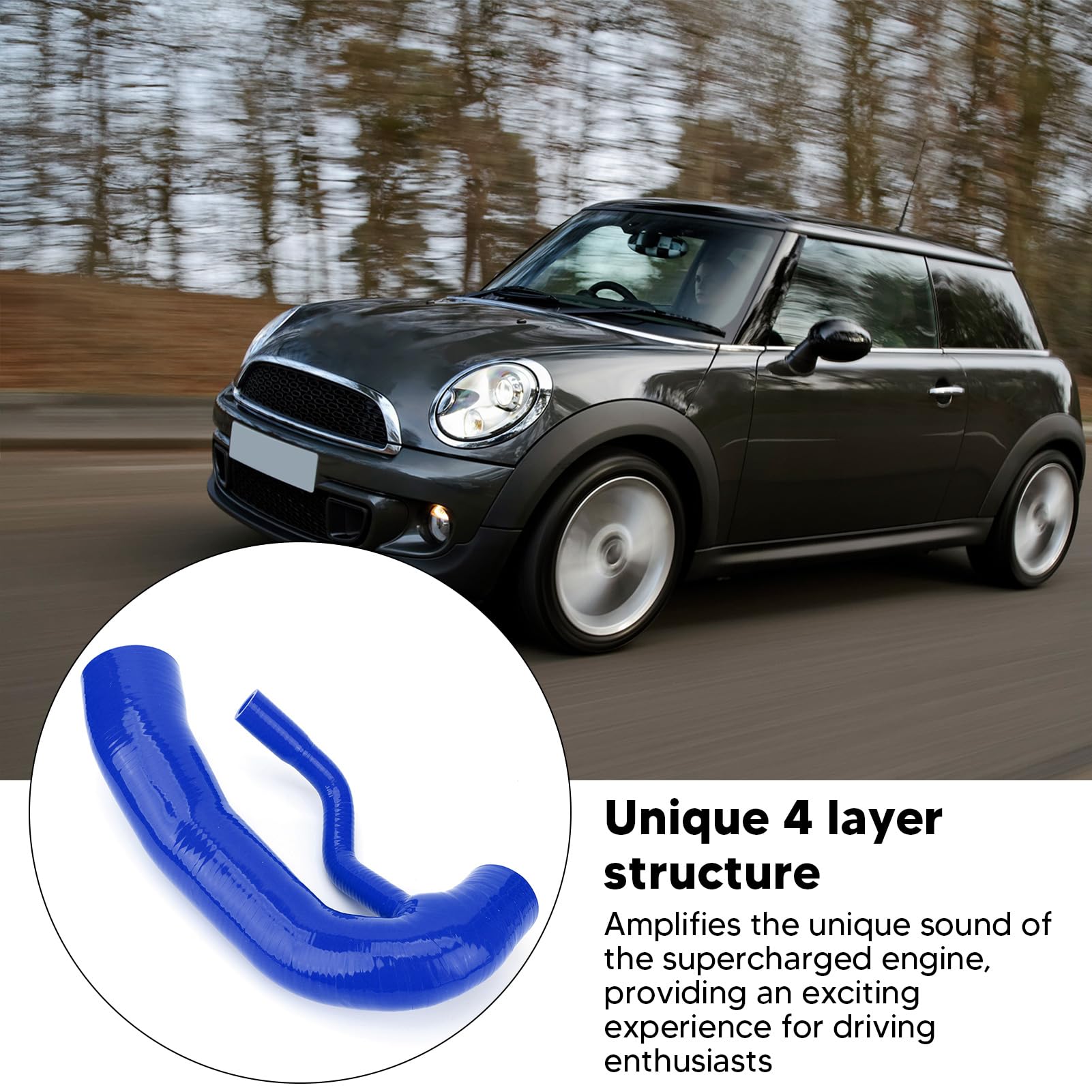Tubo di Aspirazione in Silicone Aggiornato, Tubo di Aspirazione in Silicone per Auto, Tubo di Aspirazione Aria in Silicone, Prestazioni Migliorate per Motori Cooper S R55-R60 1.6L N18(Blu)