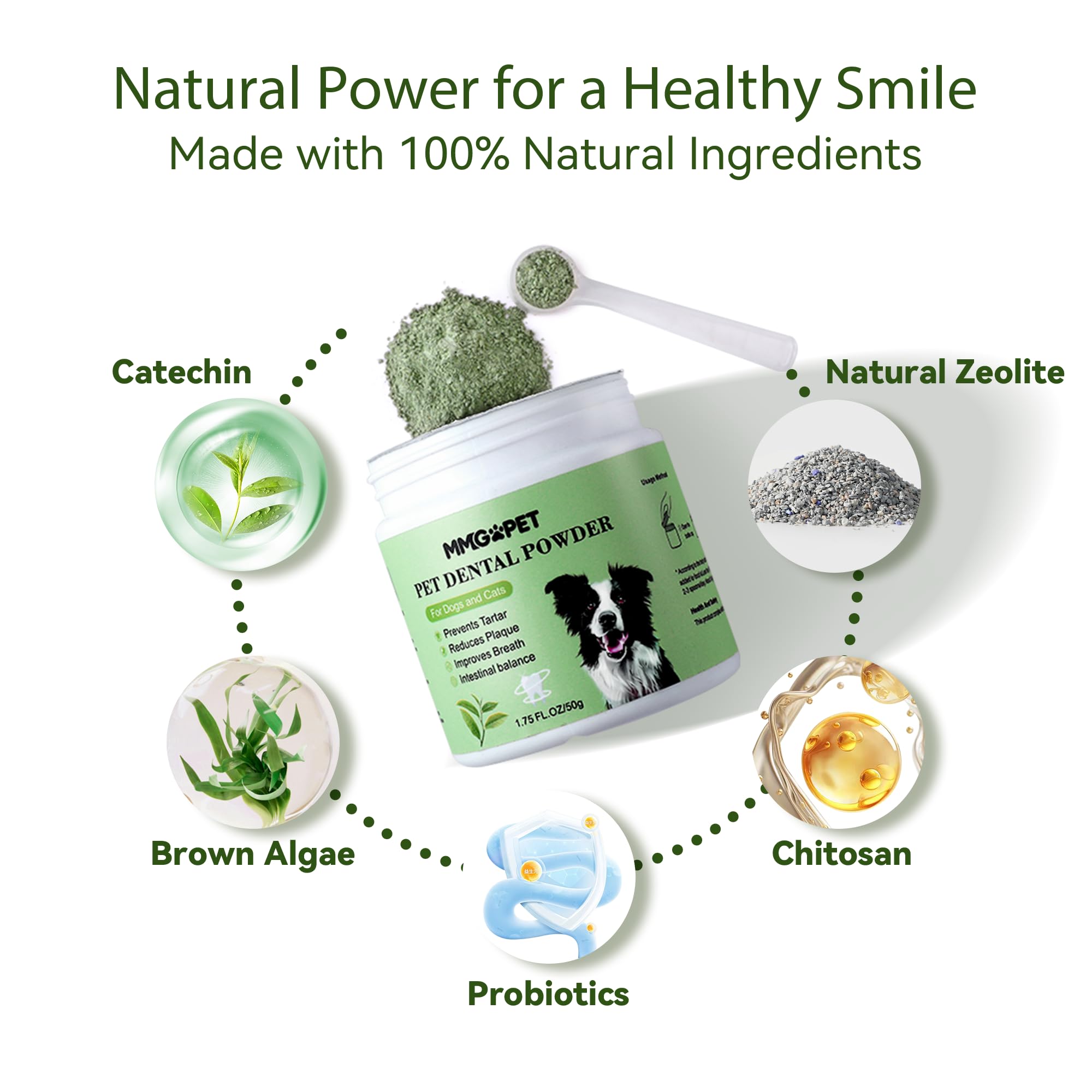 Dog Dental Powder for Plaque and Tartar Support - No Brushing Teeth Cleaning Powder with Probiotics & Natural Kelp | Fresh Breath Dog Oral Care for All Breeds | 1.76oz (50g) - image 4
