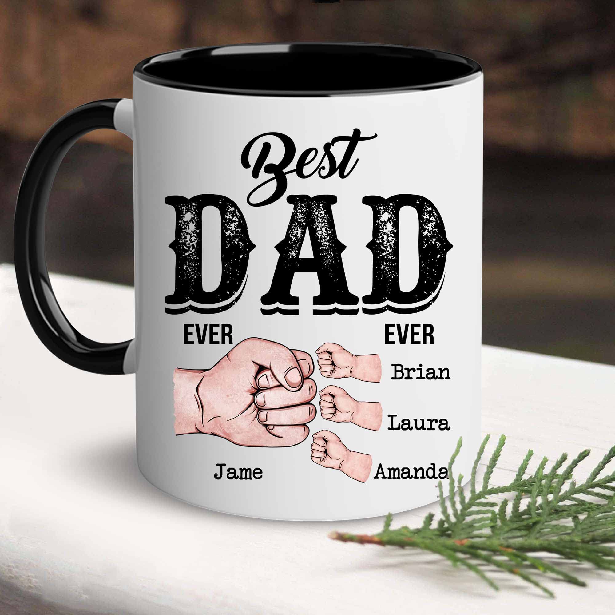 Personalized Dad Mug With Name - Custom Father's Day Coffee Cup, 11oz Ceramic, Fist Bump Design, Gift For Dad Grandpa From Daughter Son - View #2