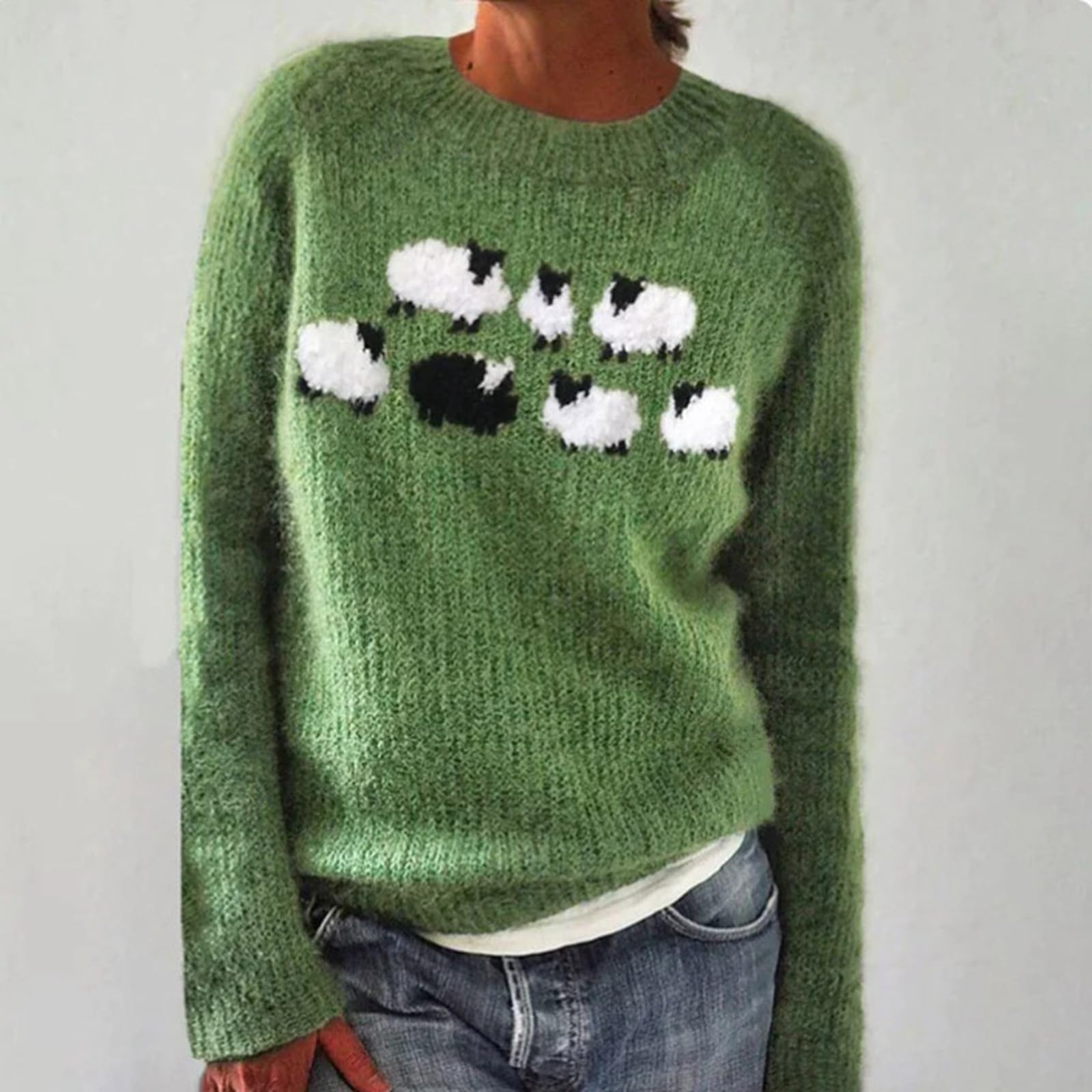 Fair Isle Maglioni da donna brutti con motivo vintage per autunno e inverno a maniche lunghe tunica leggera maglioni alla moda maglioni invernali eleganti maglioni casual lavorati a maglia