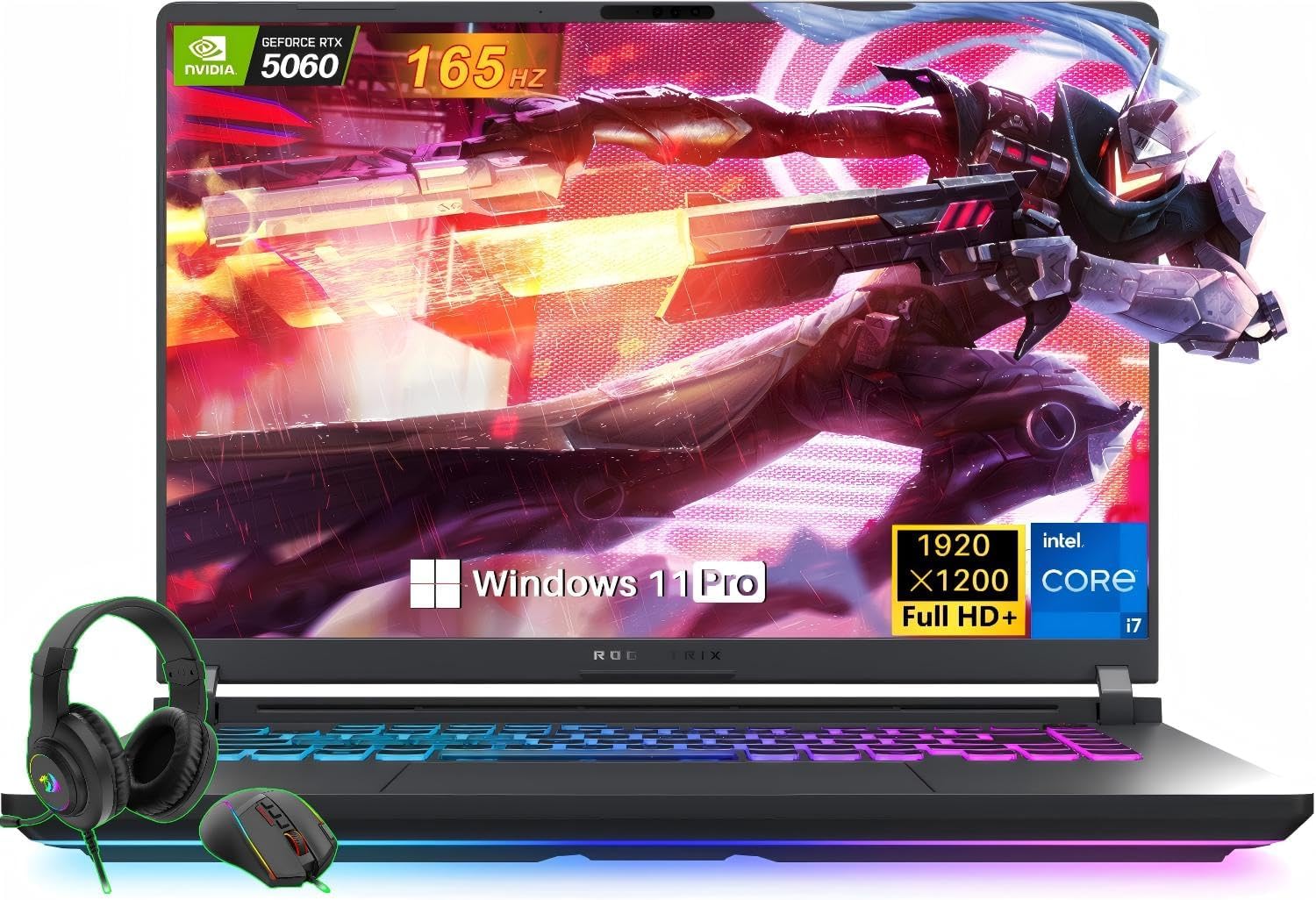 ROG Strix G16 Gaming Laptop, 16" FHD+ (1920x1200) 165Hz 100% sRGB 300nits, Intel 16-Core i7-14650HX, GeForce RTX 5060 8GB, 32 GB DDR5, 1 TB SSD, Thunderbolt 4, Wi-Fi 7, Backlit, Windows 11 Pro