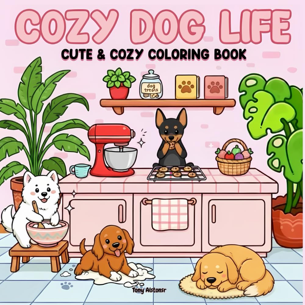 Cozy Dog Life: Cute & Cozy Coloring Book for Kids: Whimsical Puppy Scenes to Inspire Creativity and Relaxation
