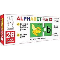 Play Poco Alphabet Fun Type 5 – 52 Piece Alphabet Matching Puzzle – 7 Different Ways to Play and Learn – Includes 52 Thick Puzzle Cards with Beautiful Illustrations,Cardboard,Multicolor