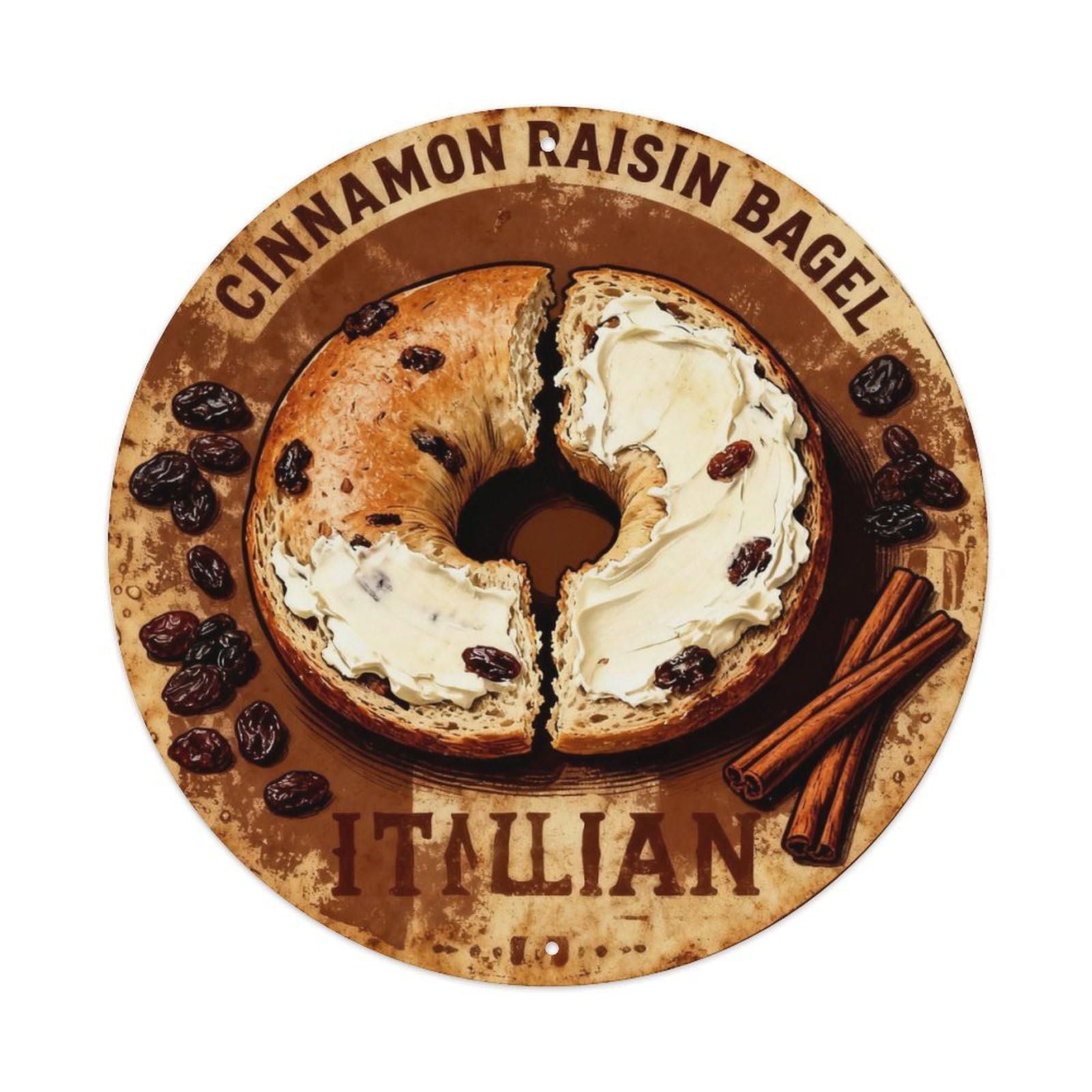 Cinnamon Raisin Bagel Retro Tin Sign Metal Tin Sign Plaque