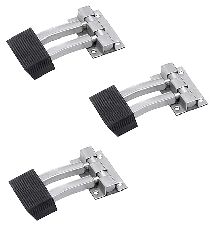 Nixnine Stainless Steel Door Stopper, Single Floor Door Stoppers with Rubber Tip Bottom, for Home, Office, Bathroom, Doors, (Square Door Stop, 3 Inch) Pack of 3