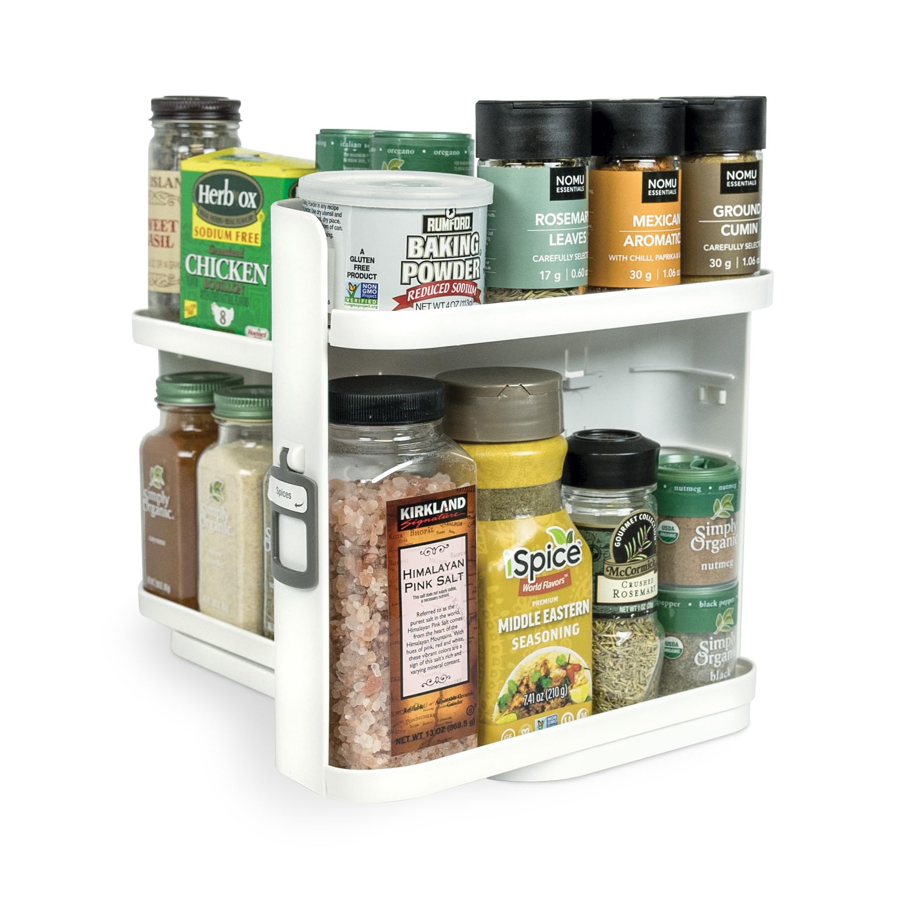 Cabinet Caddy SNAP! Spice Rack Organizer for Cabinet - Slide & Rotate Seasoning Organizer - 3 Snap-In Adjustable Shelves for 5 Tier of Storage - Magnetic Modular Design - 8.9”H x 6.1”W x 10.8”D