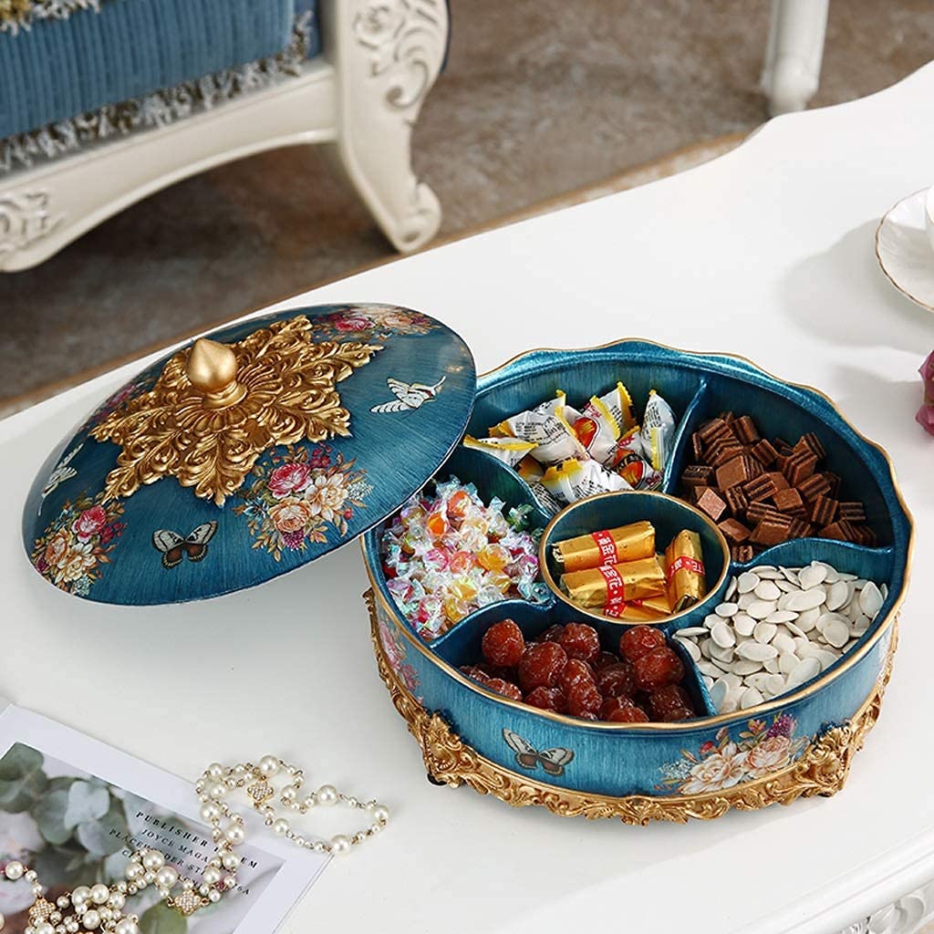 Caja de frutas secas Nueces Contenedor de almacenamiento de dulces Bandeja de frutas secas Hogar Creativo Simple Semillas de melón Bocadillo Bandeja de frutas Hogar con tapa Sala de estar Mesa de café