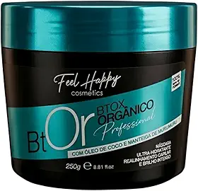 Mascara Capilar Anti Frizz BTox Orgânico Sem Formol 250gr Feel Happy