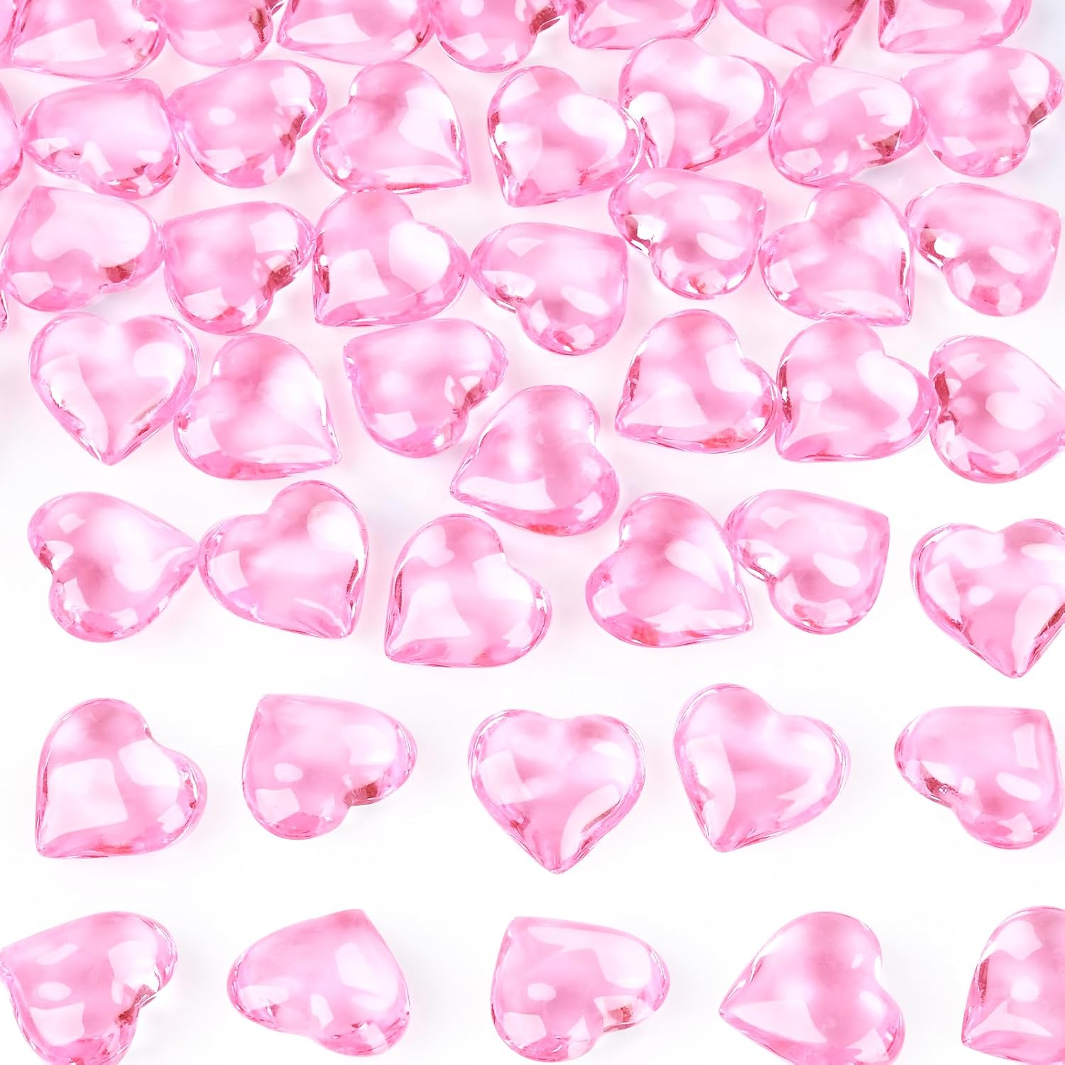Babenest 1Inch 215pcs Pink Heart Acrylic Diamonds for Decoration | Fake Gems Vase Filler, Crystal Rhinestones for Valentine's Day Christmas Table Scatters Wedding Party Event Anniversary