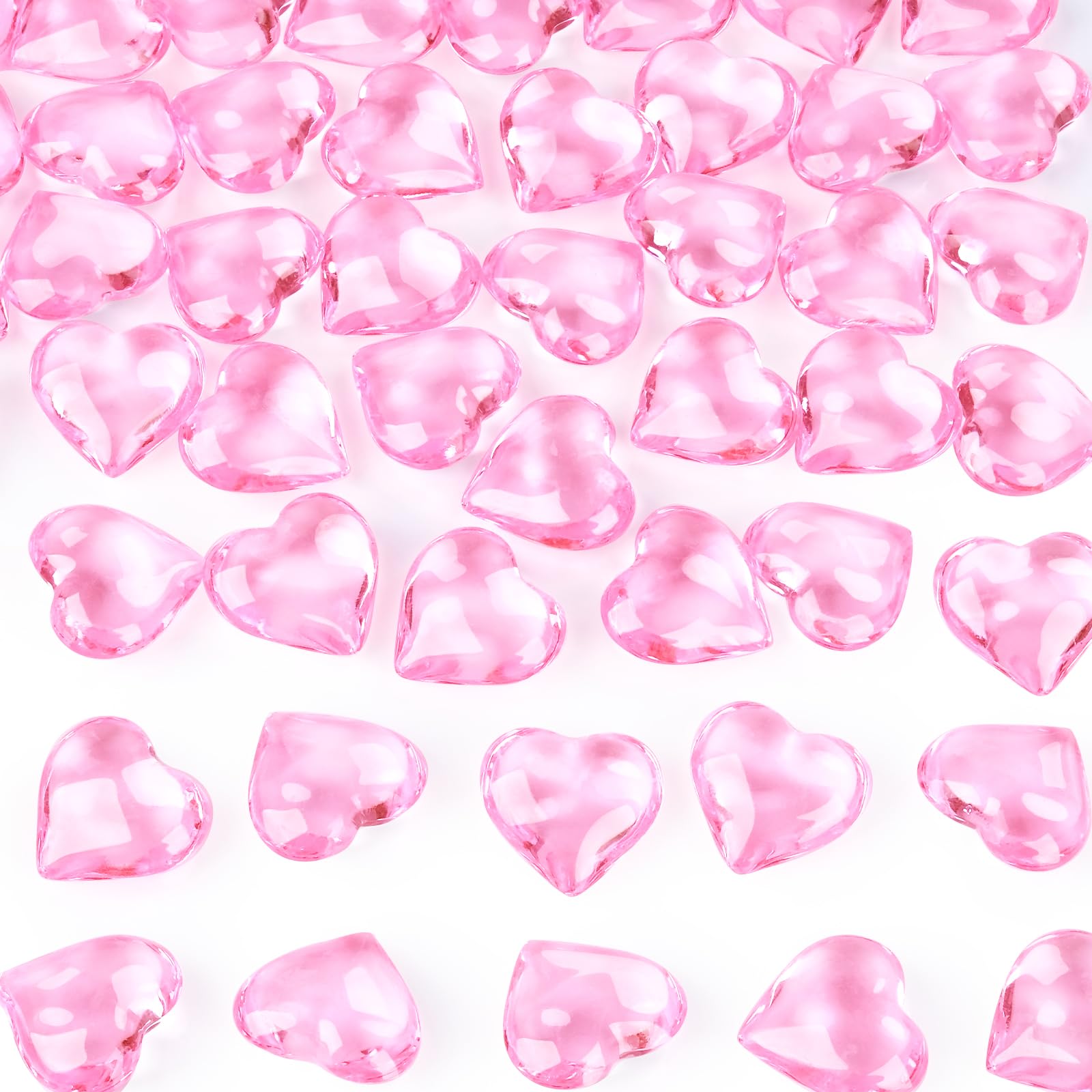Amazon.com: Babenest 215pcs Pink Heart Acrylic, 1Inch Heart Crystal ...