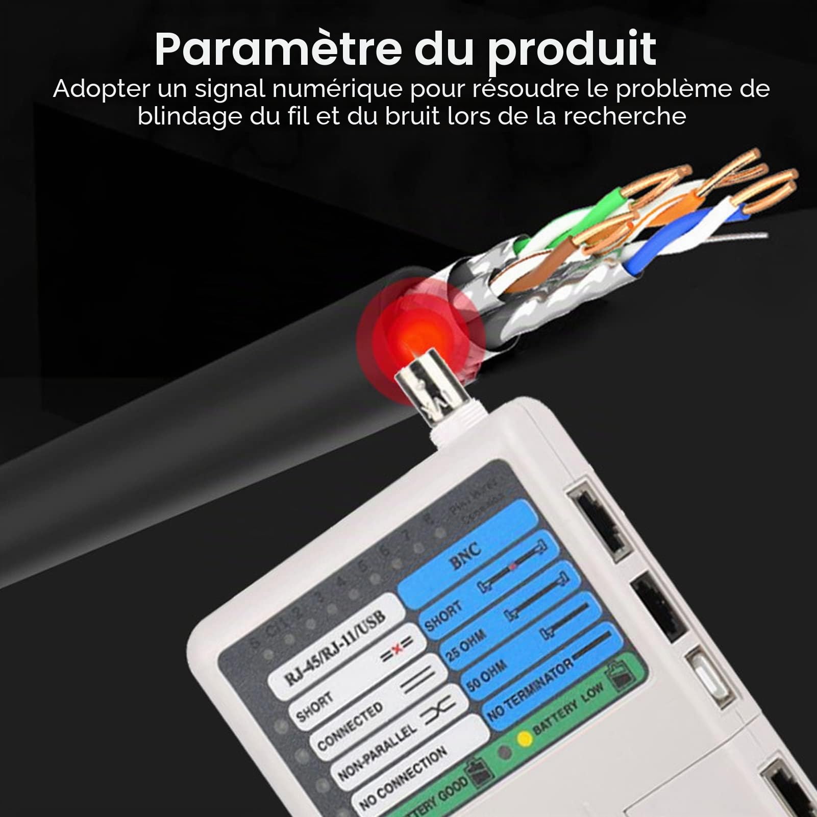 RJ11 RJ45 USB BNC 4-en-1 Portable Testeur de Câble Réseau à Distance pour les Câbles UTP STP