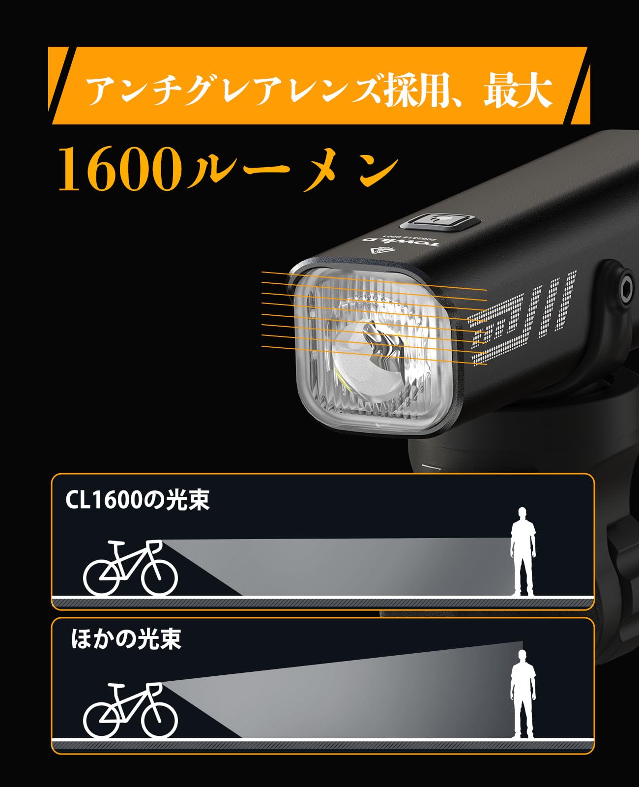 Amazon | TOWILD CL1600 自転車 ライト 1600ルーメン 大容量5000mAh