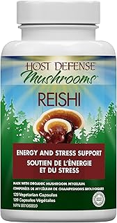 Host Defense Reishi Mushroom Capsules - 120 Count, Liver Health Support, Boost Energy & Stress Resistance, with Polysaccharides & 1000mg Mushroom per Serving - Mushroom Supplements for natural immunity, Mushroom Powder Extract Pills, Host Defense Mushrooms