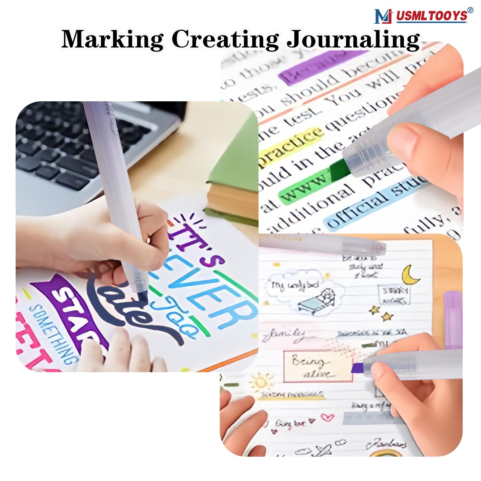 12 Penne Evidenziatrici A Punta Cuneo - Color Dopamina Per Studio, Ufficio E Bibbia - Foto 4