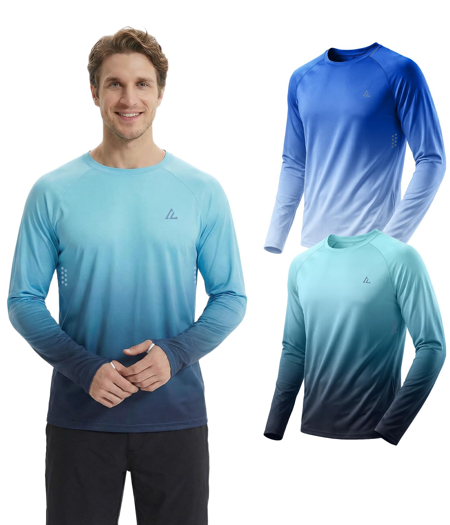 Mens UPF 50+ Long Sleeve Sun Shirts Uv Protection Fishing Rash Guard Dry Fit Moisture Wicking Tops Swim Workout 2 4 Pack