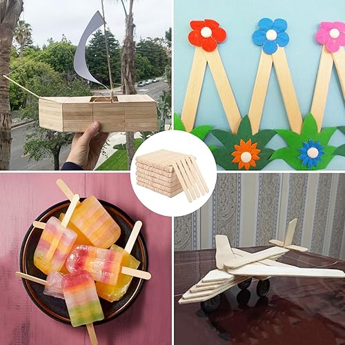 Miniatura 7 de 1800 palitos de paletas de 6 pulgadas, palitos de helado, palitos de manualidades jumbo, palos de madera natural de primera calidad, ideales para