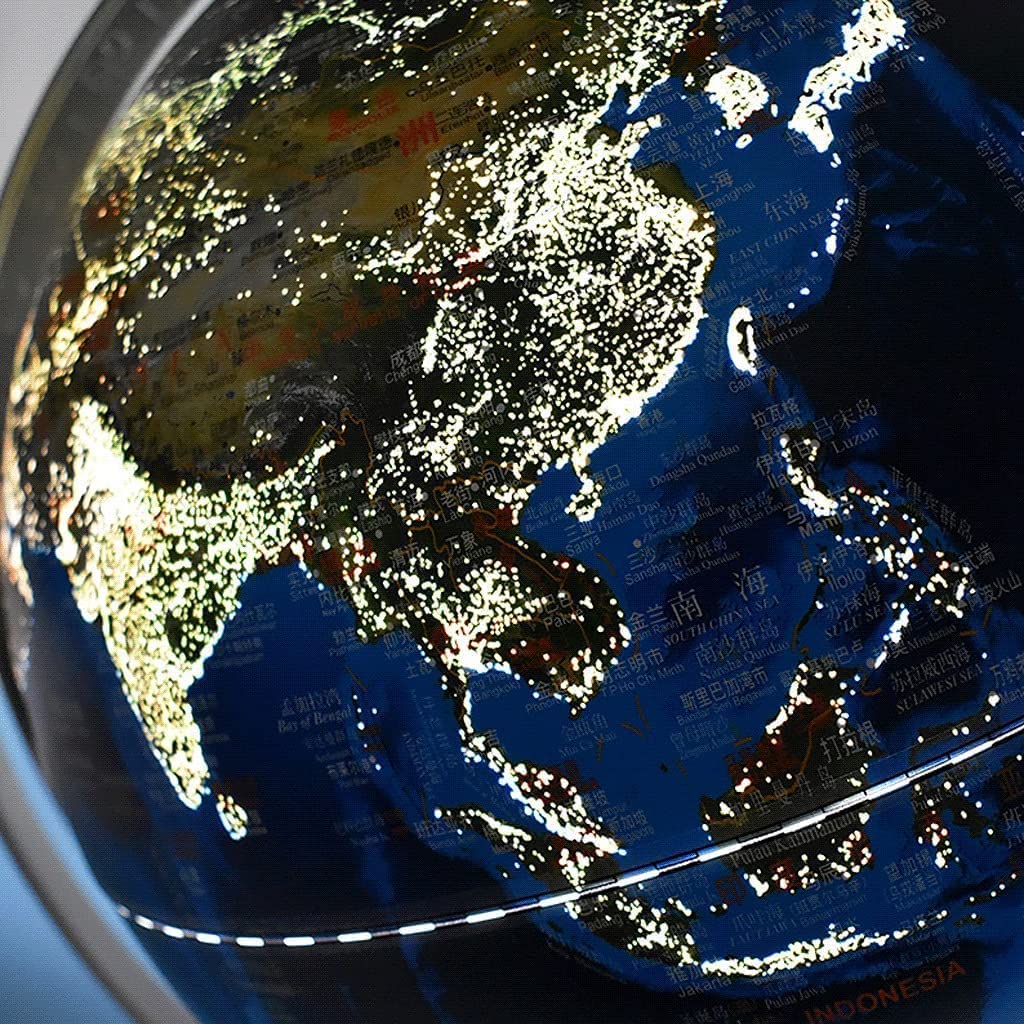 Mappamondi Globo Illuminato con Staffa Globo Mondiale HD Globi di Facile Lettura Mappa di distribuzione della popolazione di Notte Globi geografici da 30 cm Fine e Chiaro