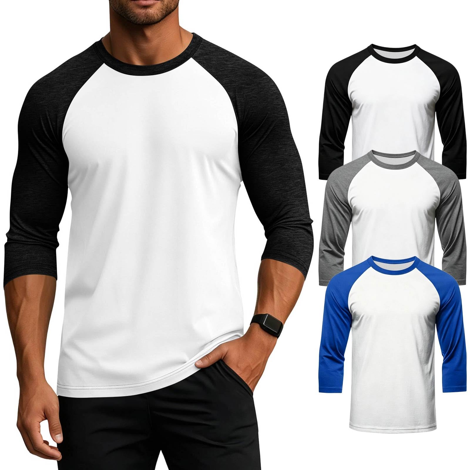 Pack de 3 camisetas raglán de manga tres cuartos para hombre Urban Classics Sport
