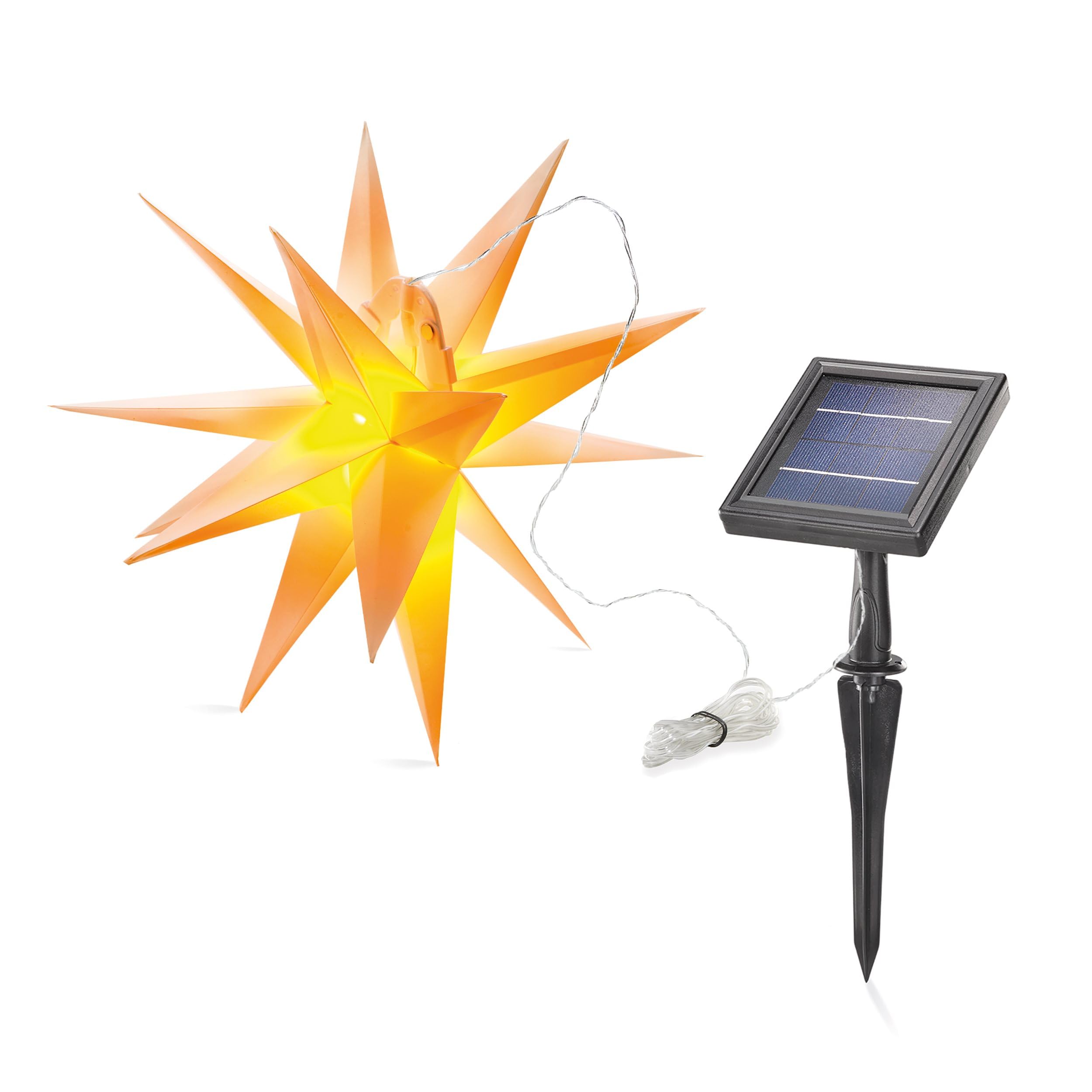 Esotec Solar Weihnachtsstern außen Leuchtstern Outdoor Ø35cm 102573 | Solar Hängeleuchte Ø35cm, 8 LEDs 1800/4000K, bis 10Std., Dauerlicht, 5m Kabel, LiFePO4 Akku wechselbar, Weihnachtsdeko außen