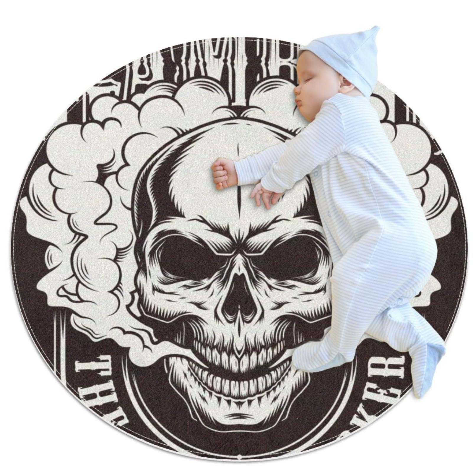 Tapis de salle de bain vintage rond 1m motif gangster antidérapant