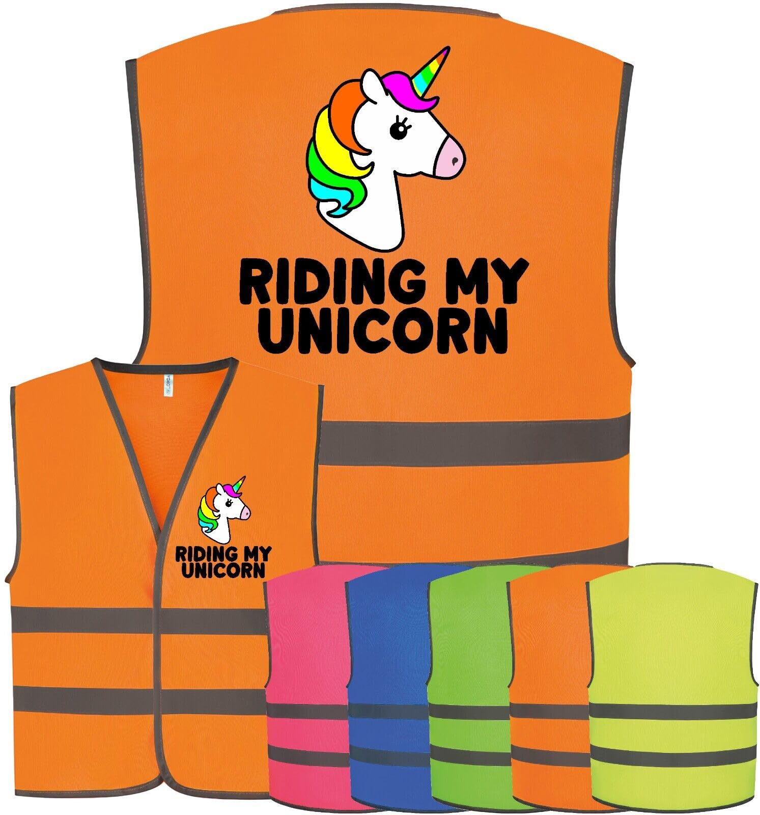 Corporate Togs Kids Horse RIDING MY UNICORN Children's Vest - Equine Rider Pink Hi Vis Safety Vest, Fastening Waistcoat | Protective Safety Wear
