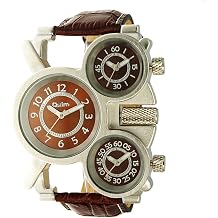 Oulm Three Time Display Quartz Mens Military Army Sport Wrist Watch Coffee