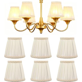 Pack of 6 Lampshades Pleated Fabric Lampshade 9 x 13 x 14 cm Large Wall Lampshade Set Clip-on Candelabra Lamps Modern Lampshades for Chandelier Wall Light Floor Lamp Table Lamps