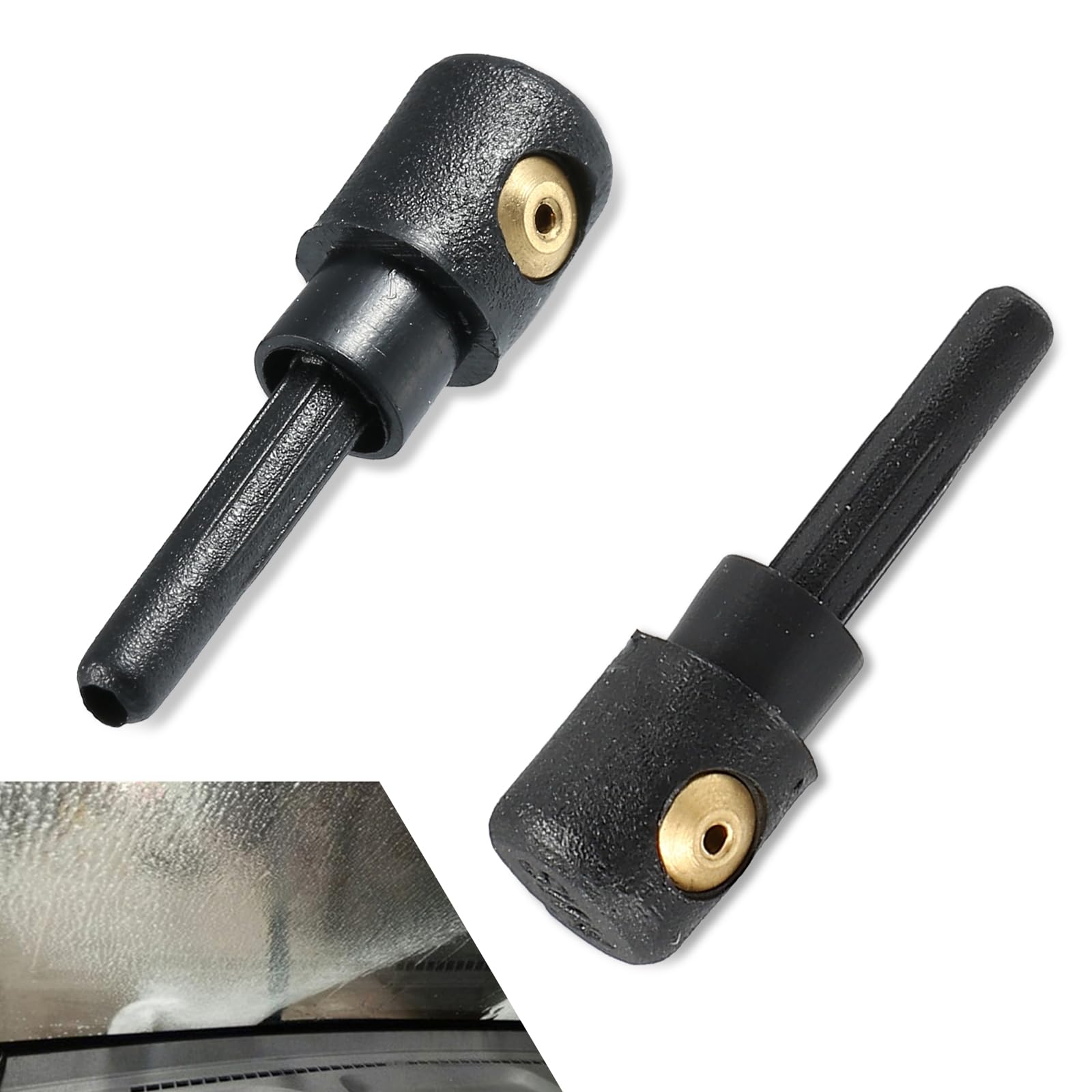 2 PCS Car Rear Windshield Washer Water Nozzle, 0.86" Long Single Hole Nozzle for Even Spraying, Cleaning Sprayer Replacement 3B9955985A, Compatible with Golf Audi Skoda (Black)
