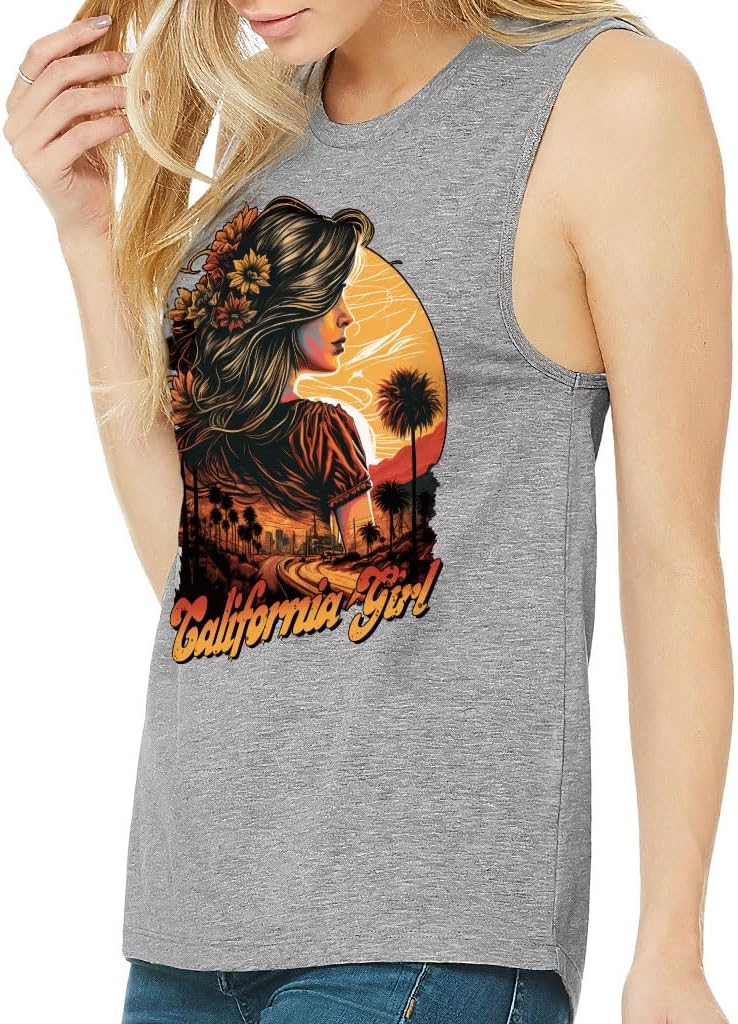 California Girl Women's Muscle Tank - Floral Tank Top - Themed Workout Tank