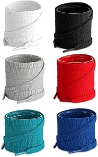 Lify Flat Shoelaces - 8MM (5/16" Inch) Wide - Shoe Laces For All types of Shoes &amp; Sneakers- Ocean Blue, Royal Blue, Red, L...