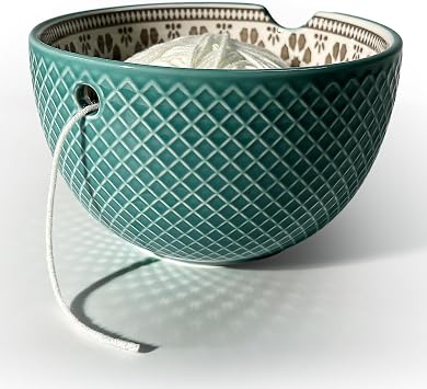 UCDRMA Yarn Bowl for Crocheting Large Yarn Holder Bowl, Round Crochet Bowl Ceramic Yarn Knitting Bowl for Bulky/Acrylic Yarn, Easy-to-use Knitted Yarn Storage Bowl, Great Knitting Crochet Gift