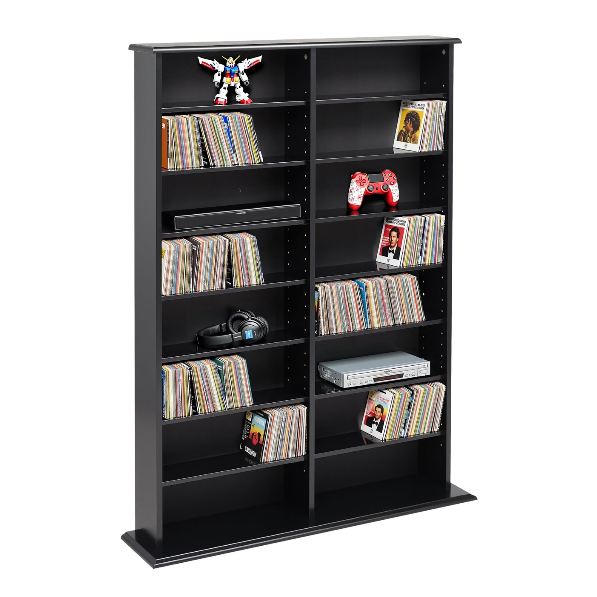 Prepac 2 Column Display Cabinet Media Storage, 38.75" Wide, Black