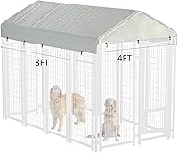 Vista 2 de Cubierta para perrera de perro de 8 x 4 pies, 600D, resistente, impermeable, reemplazable, cubierta superior para perrera, color beige