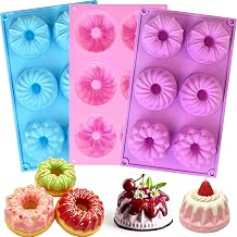 3 Pcs Mini Fluted Cake Pan, 6-Cavity Fluted Tube Cake Pan Silicone