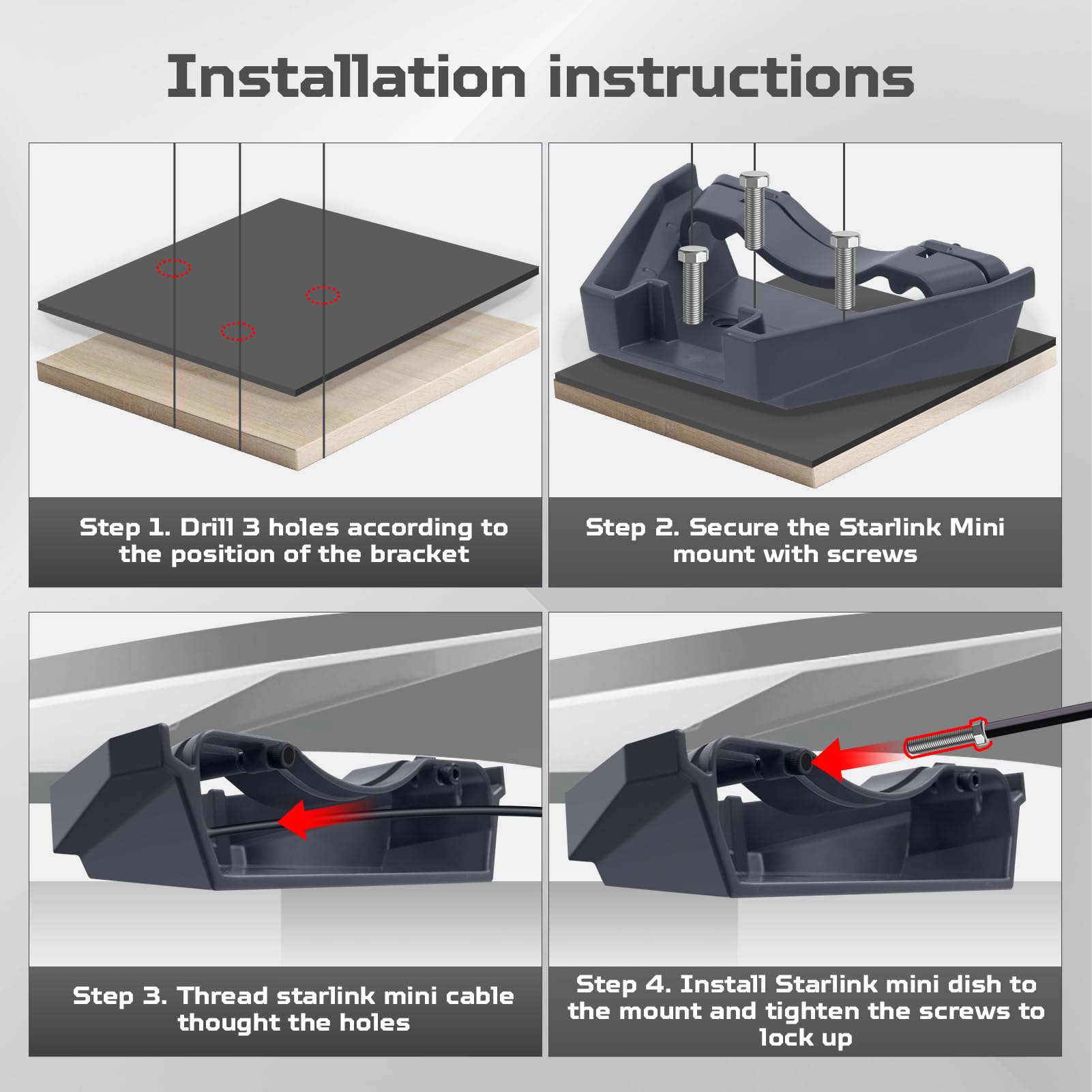 Starlink Mini Soporte para Autocaravana, Movilidad Antirrobo Starlink RV Flat Mount Gen 3, Compatible con Estándar V3 Dish para Coche, Caravana, Remolque, Yate