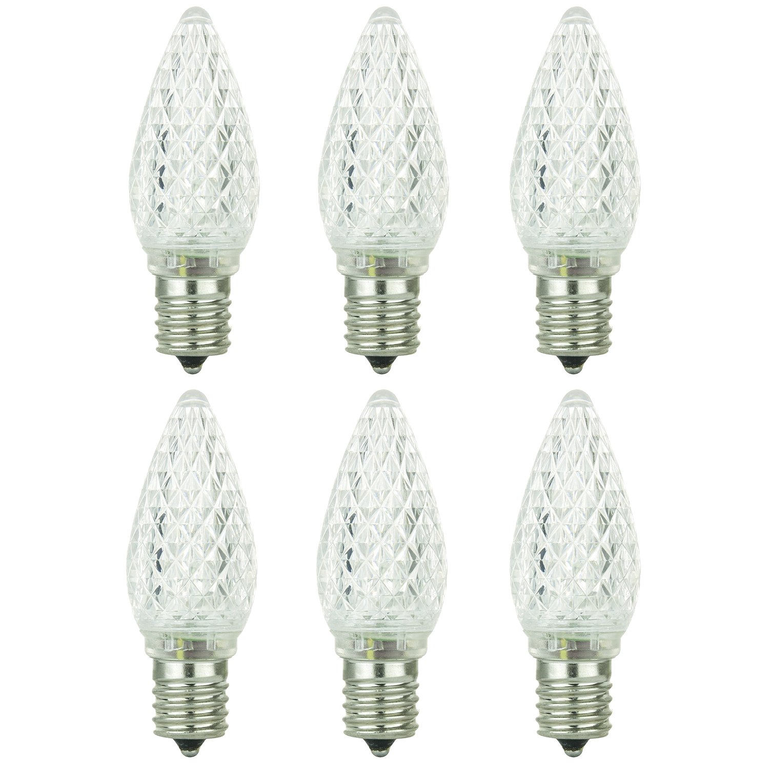 Sunlite 80708-SU C9/3LED/0.4/W/6PK LED 120-volt 0.4-watt Intermediate Based C9 Lamp, White