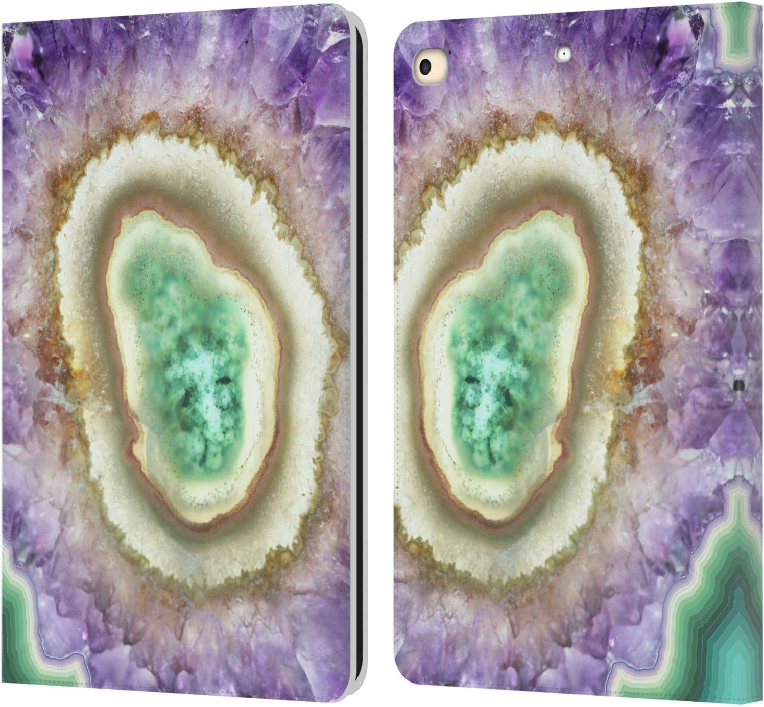 Head Case Designs Officially Licensed Monika Strigel Crystal Amethyst Leather Wallet Case Compatible with Apple iPad 9.7 2017 / iPad 9.7 2018