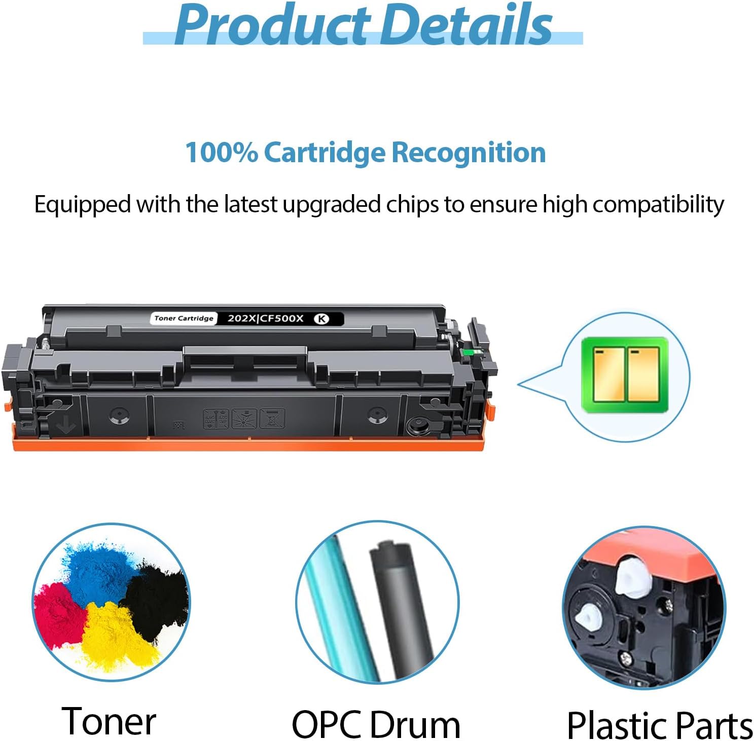 202X Toner Cartridges 4 Pack High Yield Replacement for HP 202X 202A CF500X CF500A Toner Cartridge Compatible for HP Color Laserjet Pro MFP M281fdw M281cdw M281dw M254dw Printer (BCYM-4 Pack)