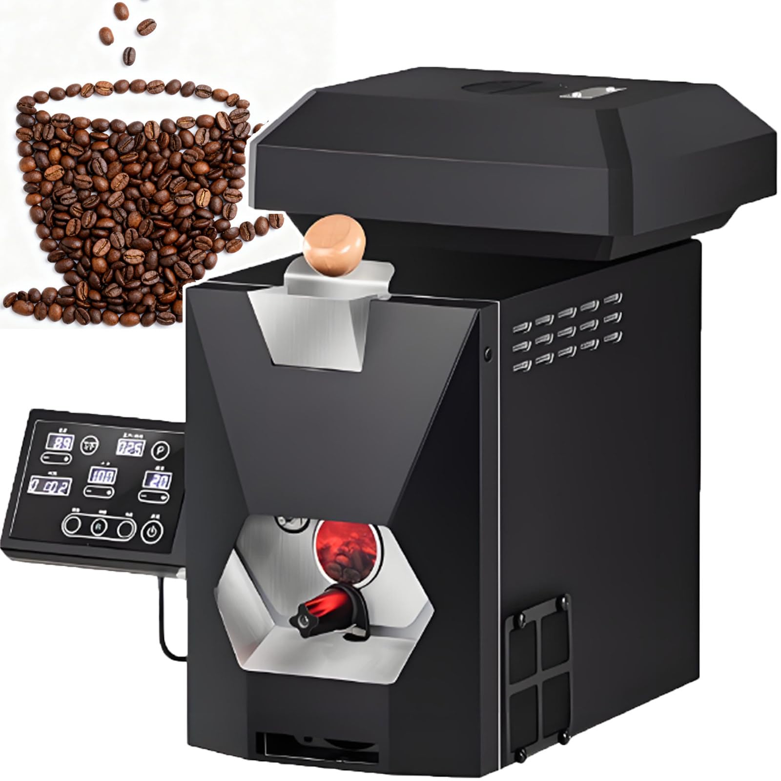BOOZXCV Home Hot Air Coffee Bean Roaster Baking Machine with Viewing Window - Commercial Use Electric Coffee Roaster Machine Compact Design,3 Customizable Roasting Modes