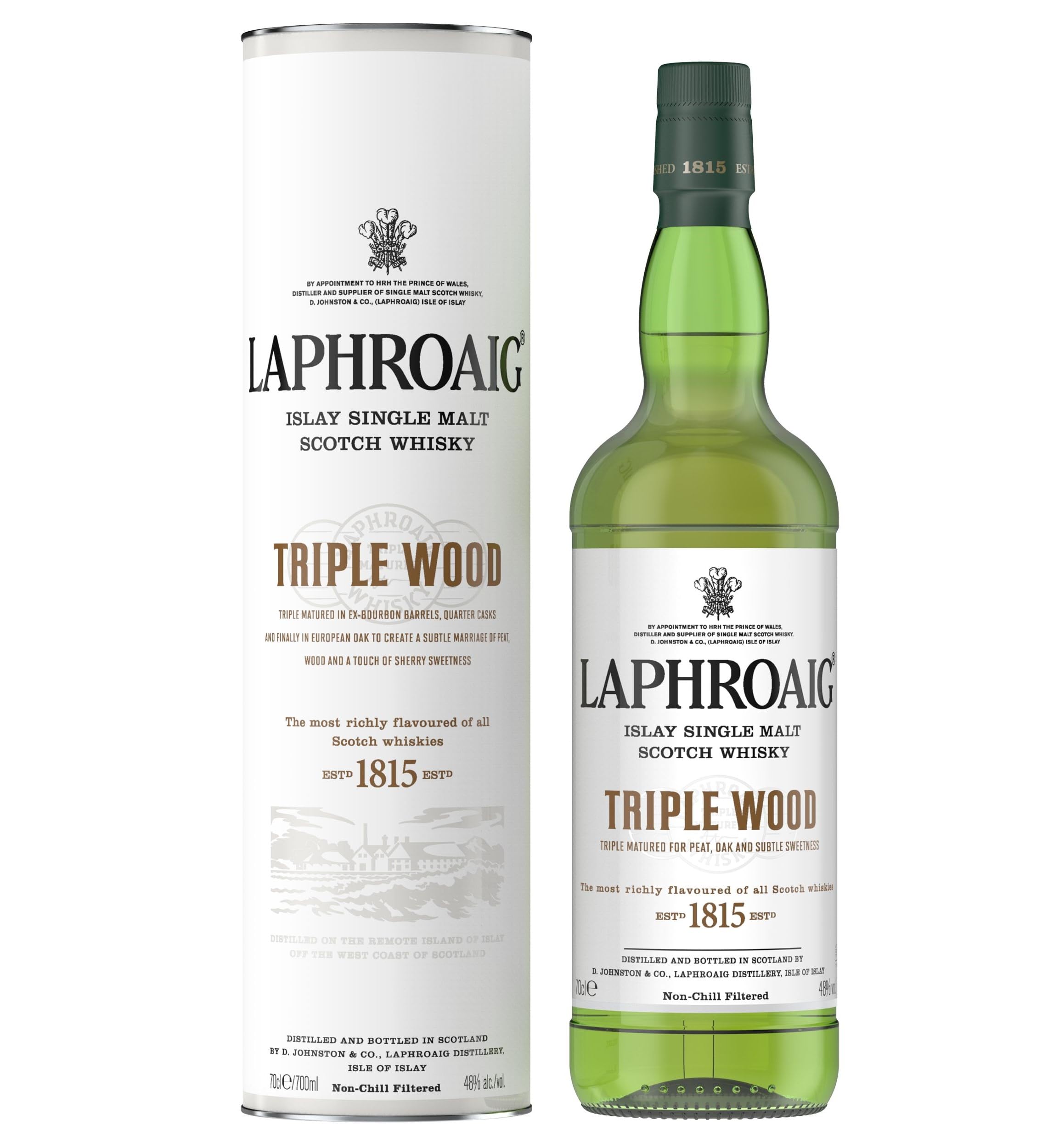 Laphroaig Triple Wood Islay Single Malt Scotch Whisky, mit Geschenkverpackung, einzigartig torfig-rauchig mit leichter Sherrysüße, 48% Vol, 1 x 0,7l
