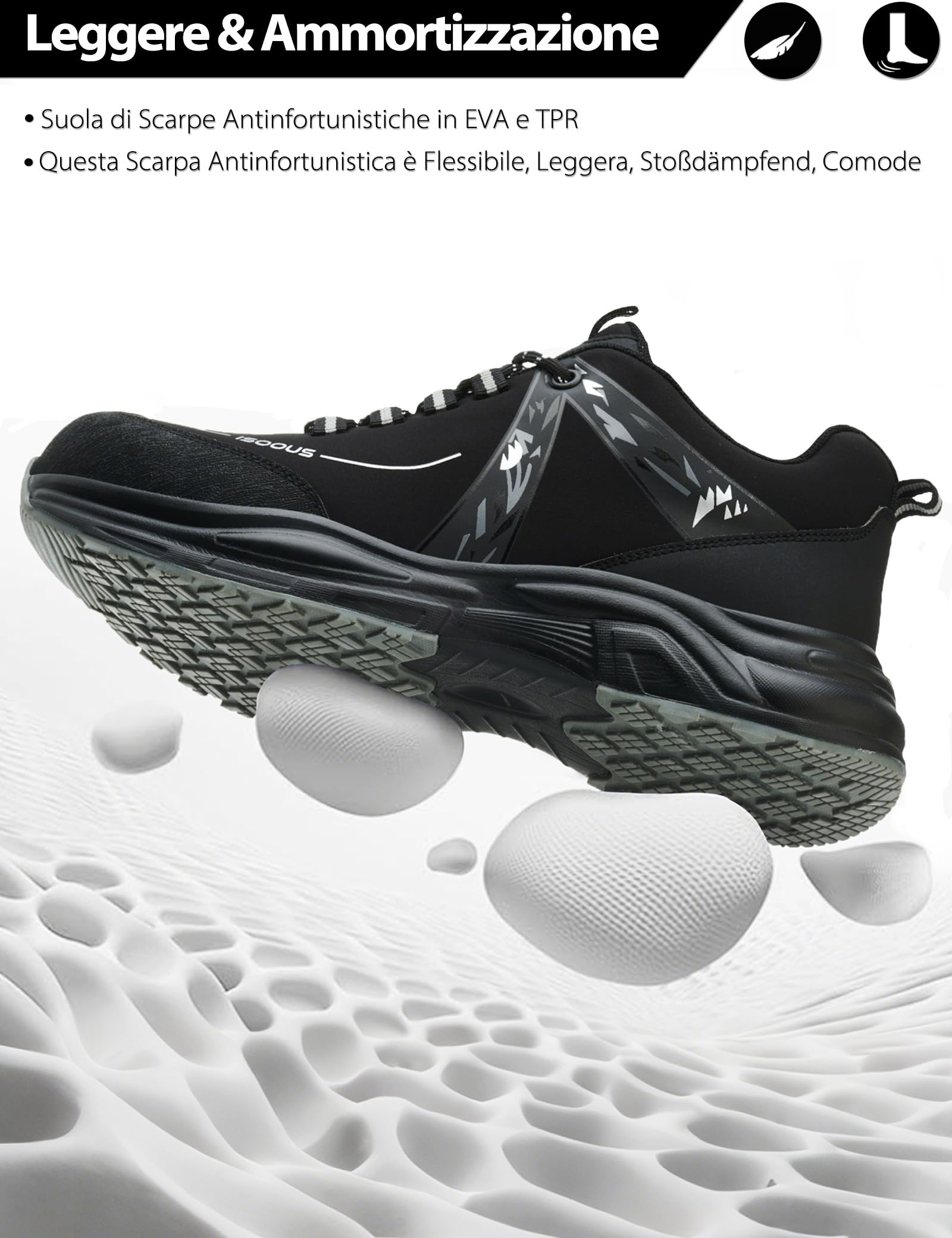 Scarpe Antinfortunistiche Uomo Scarpe da Lavoro Donna Leggere Comode Scarpe da Sicurezza Traspiranti Antiscivolo